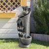 39inches High 7-Tier Modern Curved Outdoor Water Fountain for Home/ Yard Decoration