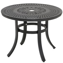 Garden 24''Diameter Cast Aluminum Patio Side Table Outdoor Round Anti-Rust Small Table