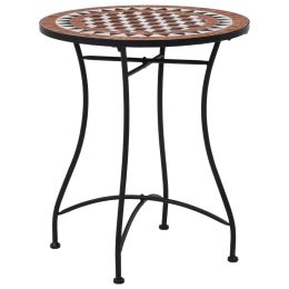 Mosaic Bistro Table Brown 23.6" Ceramic