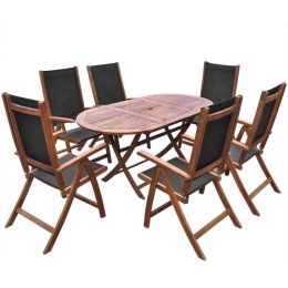 7 Piece Outdoor Dining Set Solid Acacia Wood