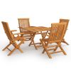 5 Piece Garden Dining Set Solid Teak Wood
