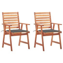 Outdoor Dining Chairs 2 pcs with Cushions Solid Acacia Wood