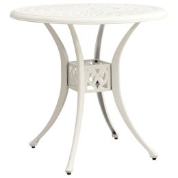 Garden Table White 30.7"x30.7"x28.3" Cast Aluminum