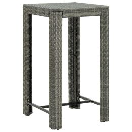 Garden Bar Table Gray 23.8"x23.8"x43.5" Poly Rattan