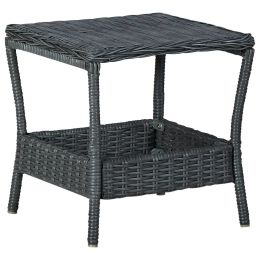 Garden Table Dark Gray 17.7"x17.7"x18.3" Poly Rattan