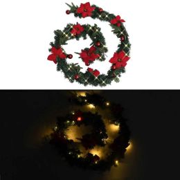 Christmas Garland with LED Lights Green 106.3" PVC