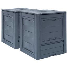 Garden Composters 2 pcs Gray 23.6"x23.6"x28.7" 137.4 gal