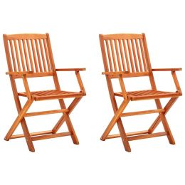 Folding Garden Chairs 2 pcs Solid Eucalyptus Wood