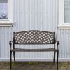 40.5" Outdoor Cast Aluminum Bench With Mesh Backrest Seat Surface RT