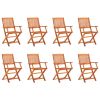 Folding Garden Chairs 8 pcs Solid Eucalyptus Wood