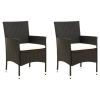 Patio Chairs with Cushions 2 pcs Poly Rattan Black