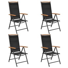 Folding Patio Chairs 4 pcs Aluminum and Textilene Black