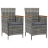 Patio Dining Chairs 2 pcs Poly Rattan Gray