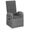 Reclining Garden Chairs 2 pcs with Cushions Poly Rattan Gray