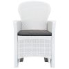 Garden Chairs 2 pcs with Cushion White Plastic Rattan Look