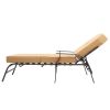 Adjustable Outdoor Steel Patio Chaise Lounge Chair with 5 Positions, UV-Resistant Cushions Beige