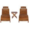 3 Piece Sun Lounger with Tea Table Solid Acacia Wood