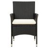 Patio Chairs with Cushions 2 pcs Poly Rattan Black