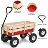 Outdoor Pulling Garden Cart Wagon with Wood Railing