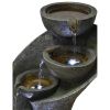 23.5inches Outdoor Water Fountain with LED Light - Modern Curved Indoor-Outdoor Waterfall Fountain