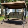 3 Persons Luxury Outdoor Porch Swing Chair With Side Bags, Adjustable Canopy