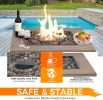 28" Square 48000 BTU Outdoor Propane Gas Fire Pit Table, Quick Auto Ignition, Faux Wood Table Top with Lid, Lava Rocks