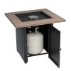 28" Square 48000 BTU Outdoor Propane Gas Fire Pit Table, Quick Auto Ignition, Faux Wood Table Top with Lid, Lava Rocks