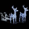 Reindeers & Sleigh Christmas Decoration 160 LEDs 51.2" Acrylic