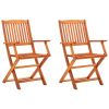 Folding Garden Chairs 2 pcs Solid Eucalyptus Wood