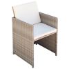 11 Piece Outdoor Dining Set with Cushions Poly Rattan Beige