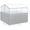 Garden Raised Bed with Greenhouse 39.4"x39.4"x33.5" Silver
