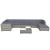 8 Piece Garden Lounge Set with Cushions Poly Rattan Gray