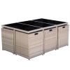 11 Piece Outdoor Dining Set with Cushions Poly Rattan Beige