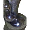 23.5inches Outdoor Water Fountain with LED Light - Modern Curved Indoor-Outdoor Waterfall Fountain