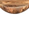 Mango Wood Coffee Table In Round Shape, Dark Brown