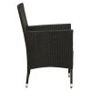 Patio Chairs with Cushions 2 pcs Poly Rattan Black