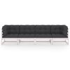 4-Seater Garden Sofa with Cushions Solid Pinewood