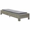 Sunbed with Cushion Gray Poly Rattan