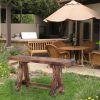 Wooden Garden Patio Bench With Retro Etching, Cappuccino Brown