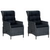 3 Piece Garden Lounge Set with Cushions Poly Rattan Dark Gray