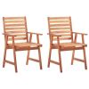 Outdoor Dining Chairs 2 pcs with Cushions Solid Acacia Wood