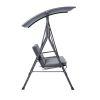 3-Person Patio Glider Swing Chair With Stand, Porch Lawn Swing With Removable Cushion And Convertible Canopy, Gray