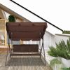 170*110*152cm With Canopy Teslin Cushion 250kg Load-Bearing Iron Swing Brown