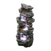 Outdoor Fountain 40inches Poly-resin Rock Water Fountain with LED Lights