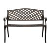 40.5" Outdoor Cast Aluminum Bench With Mesh Backrest Seat Surface RT