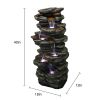 40inches High Rocks Outdoor Cascading Waterfall with LED Lights