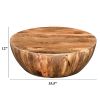 Mango Wood Coffee Table In Round Shape, Dark Brown