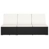 Convertible Sun Bed with Cushion Poly Rattan Black