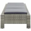 Sunbed with Cushion Gray Poly Rattan