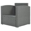 Outdoor Patio 5-Piece All-Weather PE Wicker Rattan Sectional Sofa Set with Multifunctional Table and Ottoman, Gray Wicker+ Beige Cushion